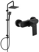 Mexen Tord zestaw prysznicowy natynkowy z deszczownicą i baterią prysznicową Royo, czarny - 72240200-70