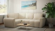 Ekskluzywna kanapa narożna z rozkładaną funkcją spania, Bueno II, beżowa- Lincoln 03, lewy