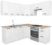 Biały narożny komplet mebli kuchennych  A6-F02