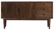 Ciemnobrązowa niska komoda z litego drewna 150x80 cm Bitika – Light &amp; Living