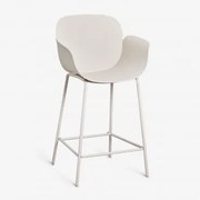 Wysoki Stołek Ogrodowy Lynette Z Polipropylenu I Żelaza Biały Kamień & ↑65 Cm - Sklum