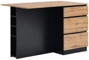 Wyspa kuchenna z 6 szufladami i 4 półkami MDF - Naturalny jasny i Czarny - POMARELA