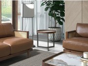 Okrągły stolik kawowy z porcelanowego marmuru, orzecha włoskiego i ciemnej metalicznej stali 2130 ANGEL CERDA