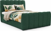 Ciemnozielone łóżko kontynentalne tapicerowane boucle K0-K99