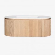 Zestaw Wiszących Mebli Łazienkowych Zintegrowany Z Umywalką Carsone Naturalna & Bez Jednostki Pomocniczej & Bezlusterkowiec & Bez Kranu - Sklum