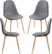 Zestaw 4 Krzese Teok Tkanina