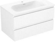 Mexen Rivel szafka łazienkowa 80 cm z umywalką Vela, 2 szuflady, ryflowana , biała mat - 91A20-08047-2-BFF01-W23M01