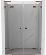 Mexen Lunar L Duo drzwi prysznicowe uchylne 140 cm, transparent, różowe złoto - 834DL-140-000-60-00