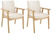 Zestaw 2 krzeseł z podłokietnikami z sztruksu i drewna kauczukowego - Kremowy - FILDON