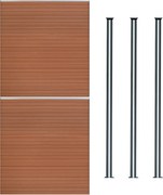 Panel ogrodzeniowy kompozytowy x 2 i słupki LED 6 stóp x 11,5 stopy - brązowy