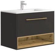 Szafka łazienkowa wisząca  w kolorze antracytowym z wbudowaną umywalką - 80 cm - YANGRA