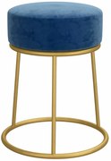 Aksamitny niebieski okrągły taboret M8-T54