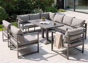 Narożnik ogrodowy Bellagio NM2006 z fotelami i stołem, szary, poduszki szare