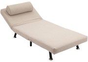 HOMCOM Składany fotel z funkcją spania, fotel relaksacyjny w wyglądzie lnu z regulowanym oparciem, 75 x 70 x 75 cm, Beżowy