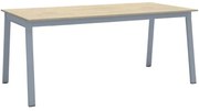 Stół konferencyjny do biura PRIMO BASIC, 180x90 cm, szaro-srebrna podstawa, dąb naturalny