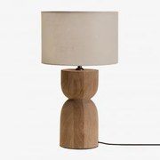 Lampa Stołowa Z Drewna Mango Diniz ↑30 Cm & Jasnoszary Taupe Ø30 Cm - ↑25 Cm Arlina - Sklum