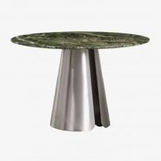 Okrągły Stół Jadalniany Ø120 Cm Ze Stali Nierdzewnej Baelor Marble Green Forest - Sklum