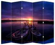 Parawan - Łodzie rybackie w porcie (210x170 cm)
