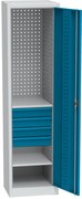 Szafa warsztatowa na narzędzia wąska KOVOS, 2 półki, 4 szuflady. spawana, 505 x 600 x 1950 mm