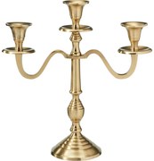 Metalowy świecznik 3-ramienny 29x10x30 cm, kolor złoty, dekor 2
