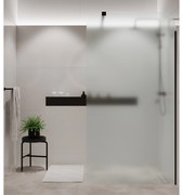 Ścianka prysznicowa Walk-in szkło satynowe matowe 8 mm MOLIS Satin Square MASSI | rożne rozmiary : Kolor profili kabiny - czarny, Szerokość ścianki - 100 cm, Typ montażu - WALK in FIX (Do ściany)