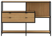 Czarny regał w dekorze dębu 114x78x35 cm Seaford – Actona
