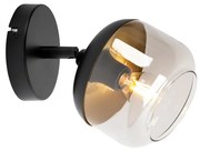 Designerski reflektor czarny ze złotem i dymionym szkłem - Kyan