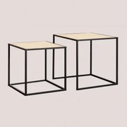 Stoliki Nocne Z Rattanu Daek Czarna - Sklum