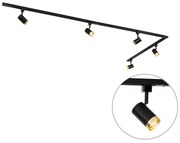 Inteligentny system szynowy z 5 reflektorami czarno-złotymi 1-fazowy z 5 Wifi GU10 50mm - Iconic Jeana