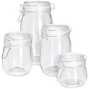 Szklane słoiki z klipsem RESO, 4 sztuki