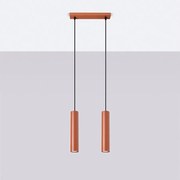Lampa wisząca loft Toris, stal - 2 źródło światła 4000K - L.30 x H.105 cm - ochra czerwona