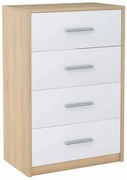 Skandynawska komoda do sypialni dąb sonoma + biały R7-R72