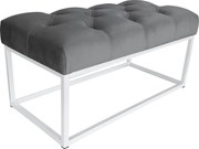 Ławka CHESTERFIELD tkanina Welur loft ławka metal : Kolor Stelaża - Biały, Kolor tkaniny - VELVET - BL14, Typ tkaniny - Velvet