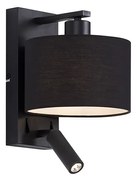 Nowoczesna lampa ścienna czarna okrągła z lampką do czytania - Puglia Nowoczesny Oswietlenie wewnetrzne