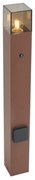 Industrialna lampa zewnętrzna słupkowa rdzawobrązowa z przydymionym szkłem 70 cm z czujnikiem zmierzchu IP44 - Dania