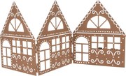 Świąteczna dekoracja metalowa Three houses brązowy, 50 x 20 x 2,5 cm