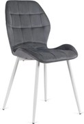 Krzesło Tapicerowane do Jadalni LUCKY Szare z Białymi Nogami Welurowe Nowoczesne
