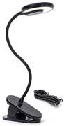 Aigostar - LED lampka biurkowa 3W 5V 1800mAh z klipsem, czarna, ściemnialna
