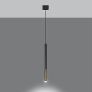 Lampy wiszące nowoczesny Flar, stal - 1 źródło światła 3000K - L.8 x H.100 cm - czarny/złoty