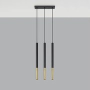 Lampy wiszące nowoczesny Flar, stal - 3 źródło światła 4000K - L.30 x H.90 cm - czarny/złoty