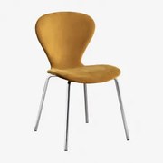 Krzesło Do Jadalni Sztaplowane W Aksamicie Uit Mostaza & Chrome - Sklum