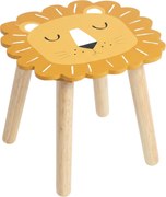 Drewniany stołek dziecięcy SAFARI z motywem zwierząt, 28 cm