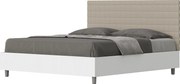 Łóżko wyposażone w stelaż z listwami 160x200 konstrukcja Frassino biała zagłówek sztucznej skóry Szaro-beżowy Burmy
