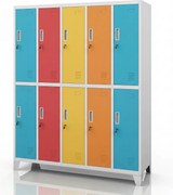 Szafa BHP ubraniowa 10-drzwiowa szaro-wielokolorowa: BARTEK 1360 x 1720 x 450 mm