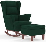 Ciemnozielony klasyczny fotel bujany z podnóżkiem C1-W41