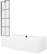 Mexen Cube wanna prostokątna 170 x 80 cm z obudową i parawanem 1-skrzydłowym 50 cm, czarny wzór - 550517080X9505007077