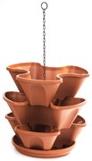 Doniczka kaskadowa wisząca dwupiętrowa, terakota, 23 cm