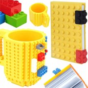 Zestaw klockowy kubek duży 350ml + notes do malowania żółty