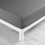 Antracytowe bawełniane prześcieradło z gumką 160x200 cm Lina – douceur d'intérieur