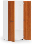 Szafa ubraniowa biurowa PRIMO WHITE, 1 półka, drążek do szafy, 800 x 500 x 1781 mm, biały/czereśnia